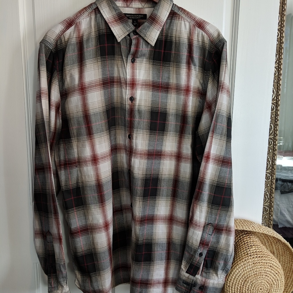 Tailored slim plaid shirt